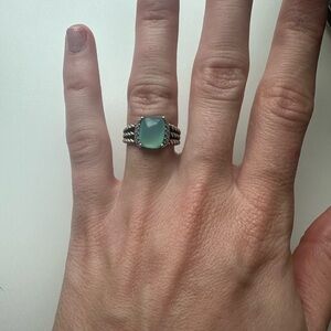David Yurman PETITE WHEATON® RING Elegant Silver and Green Ring